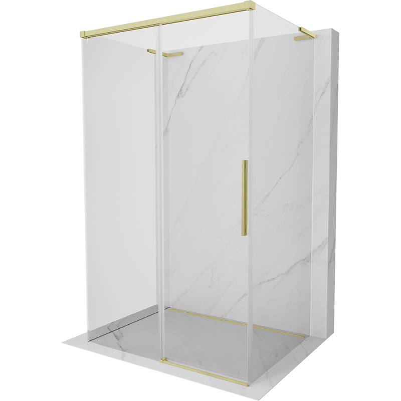 Mexen Rox-3S L cabine de douche 3 parois coulissante 95 x 70 cm, transparent, or brossé - 8C2L-095-070-55-00-3S