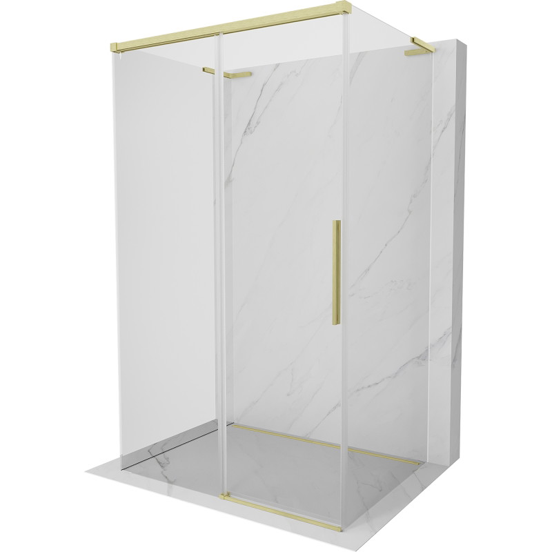 Mexen Rox-3S L Cabine de douche à 3 pans coulissante 105 x 90 cm, transparente, or brossé - 8C2L-105-090-55-00-3S
