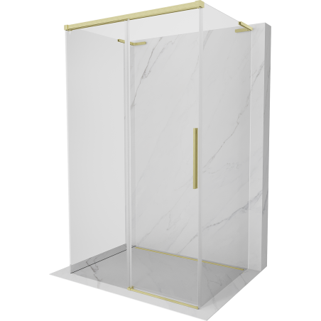 Mexen Rox-3S L Cabine de douche coulissante 3 côtés 150 x 100 cm, transparent, or brossé - 8C2L-150-100-55-00-3S