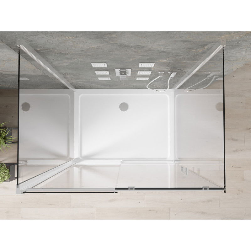 Mexen Omega-3S cabine de douche à 3 parois, coulissante 130x100 cm, transparente, chromée + bac à douche plat