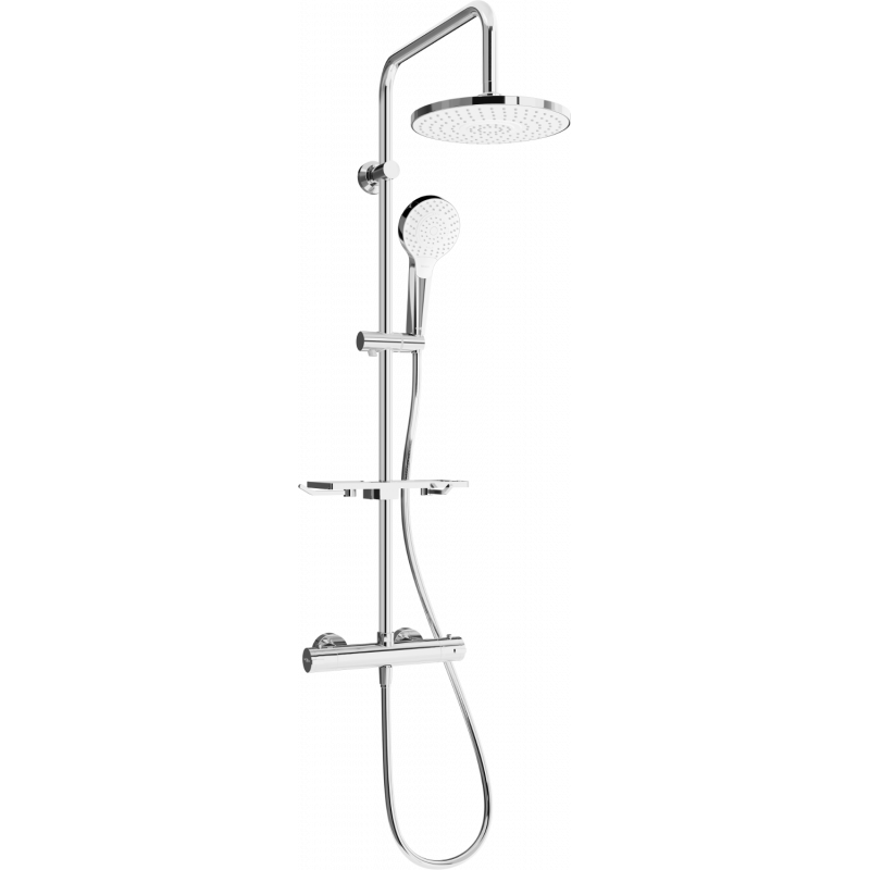 Mexen KT05 ensemble de douche en saillie avec douche de tête et robinet thermostatique, chromé/blanc - 771500593-00