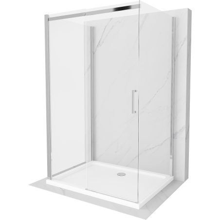 Mexen Omega cabine de douche 3 côtés, coulissante 140 x 90 cm, transparent, chrome + receveur plat - 825-140-090-01-00-3s-4010