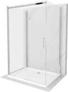 Mexen Omega cabine de douche 3 côtés, coulissante 140 x 90 cm, transparent, chrome + receveur plat - 825-140-090-01-00-3s-4010