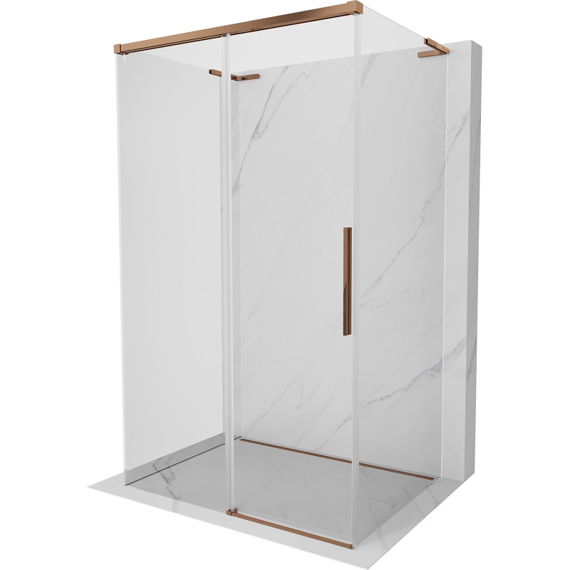 Mexen Rox-3S L cabine de douche 3 parois coulissante 125 x 110 cm, transparent, or rose - 8C2L-125-110-60-00-3S
