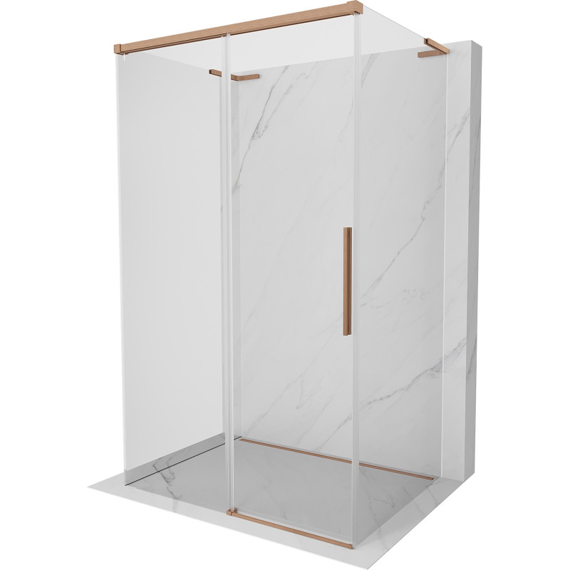 Mexen Rox-3S L cabine de douche 3 parois coulissante 120 x 70 cm, transparent, cuivre brossé - 8C2L-120-070-65-00-3S