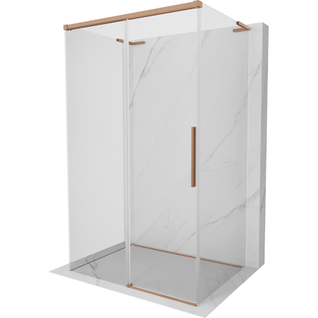 Mexen Rox-3S L cabine de douche à 3 parois coulissante 140 x 75 cm, transparent, cuivre brossé - 8C2L-140-075-65-00-3S