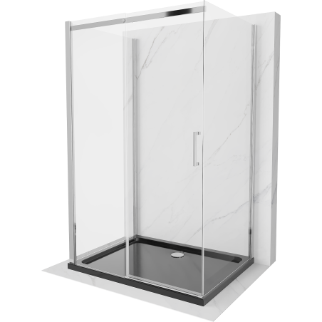 Cabine de douche 3 côtés Mexen Omega, coulissante 100 x 100 cm, transparent, chromé + receveur plat - 825-100-100-01-00-3s-4070