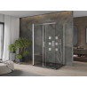 Mexen Omega-3S cabine de douche 3 parois, coulissante 110x80 cm, transparent, chrome + receveur Flat - 825-110-080-01-00-3s-4070