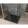 Mexen Omega-3S cabine de douche 3 parois, coulissante 110x80 cm, transparent, chrome + receveur Flat - 825-110-080-01-00-3s-4070