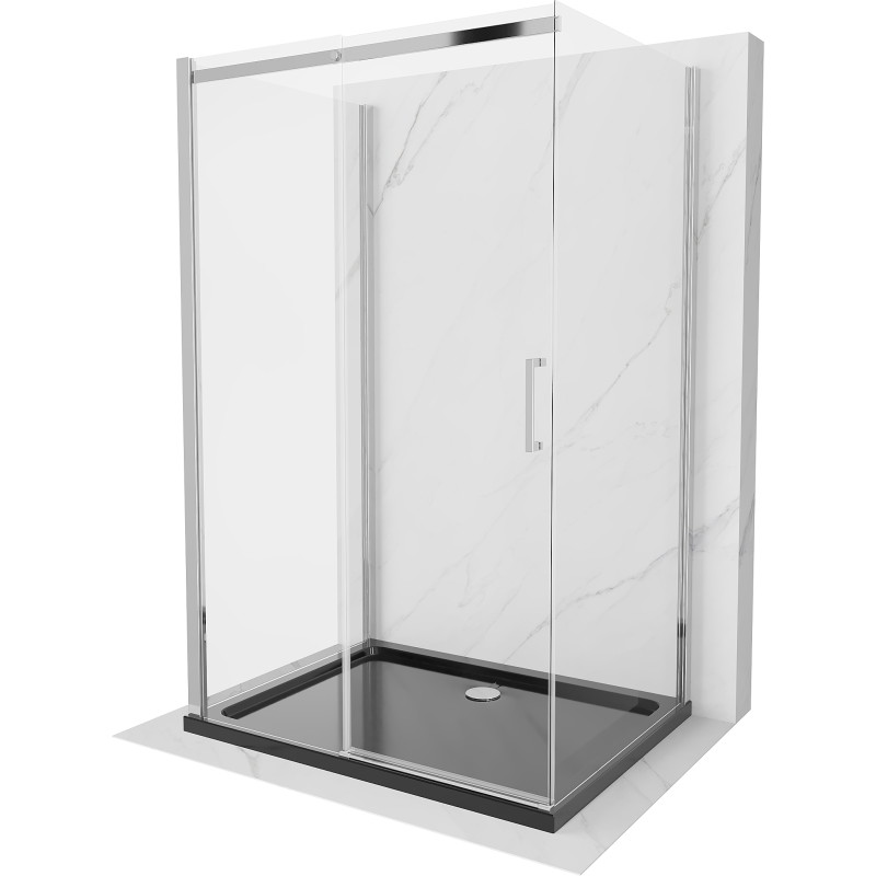Mexen Omega-3S cabine de douche à 3 côtés, coulissante 110x80 cm, transparente, chromée + receveur plat