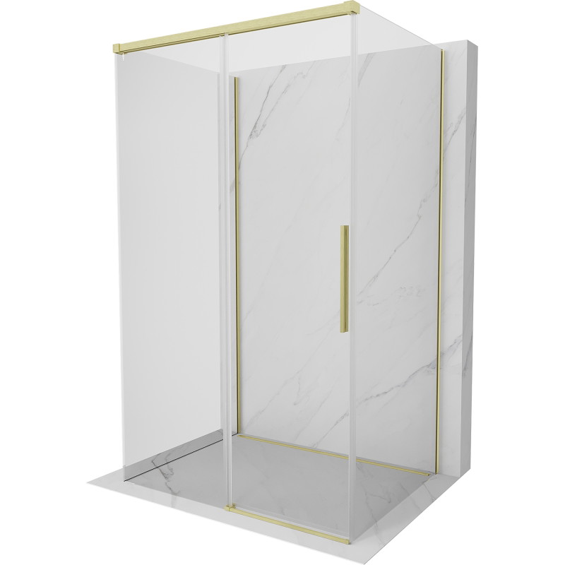 Mexen Rox-3S cabine de douche 3 parois coulissante 130 x 120 cm, transparent, or brossé - 8C2-130-120-55-00-3S