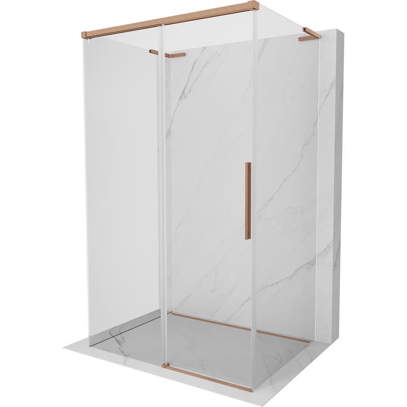 Mexen Rox-3S L cabine de douche à 3 parois coulissante 130 x 100 cm, transparent, cuivre brossé - 8C2L-130-100-65-00-3S