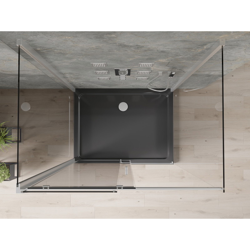 Mexen Omega-3S cabine de douche 3 parois, coulissante 120x90 cm, transparent, chrome + receveur Flat - 825-120-090-01-00-3s-4070