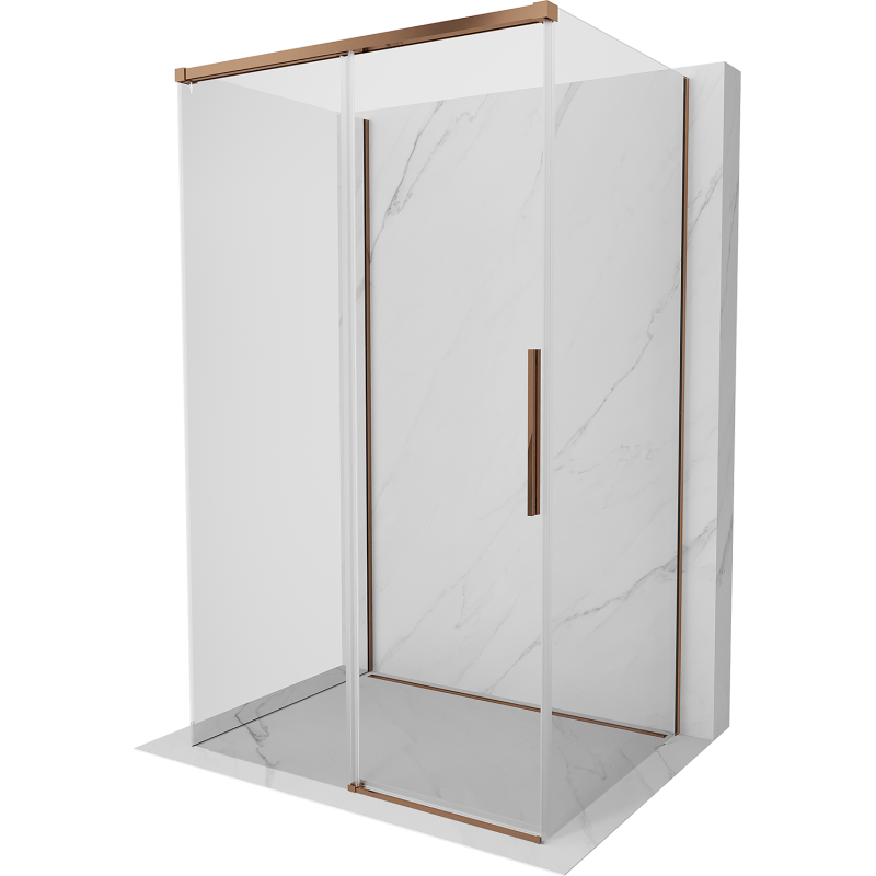 Mexen Rox-3S cabine de douche à 3 côtés coulissante 125 x 75 cm, transparent, or rose - 8C2-125-075-60-00-3S