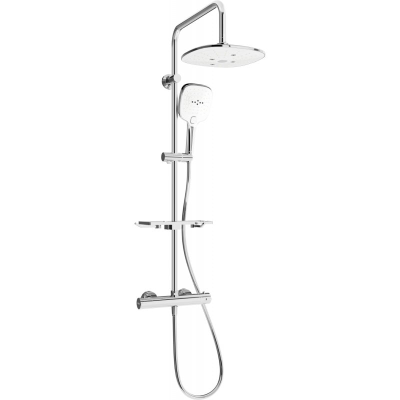 Mexen KT17 ensemble de douche apparent avec pommeau de douche et mitigeur thermostatique, chrome/blanc - 771501793-02