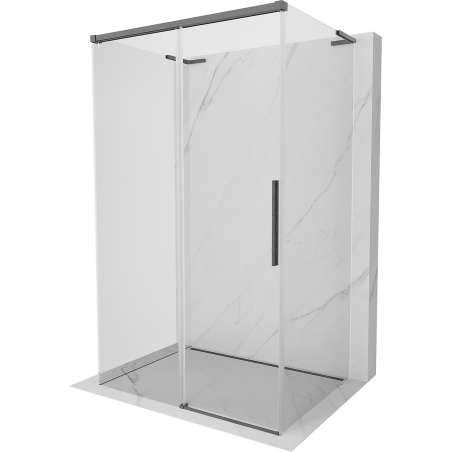 Mexen Rox-3S L cabine de douche à 3 parois coulissante 135 x 75 cm, transparent, gun gray brossé - 8C2L-135-075-66-00-3S