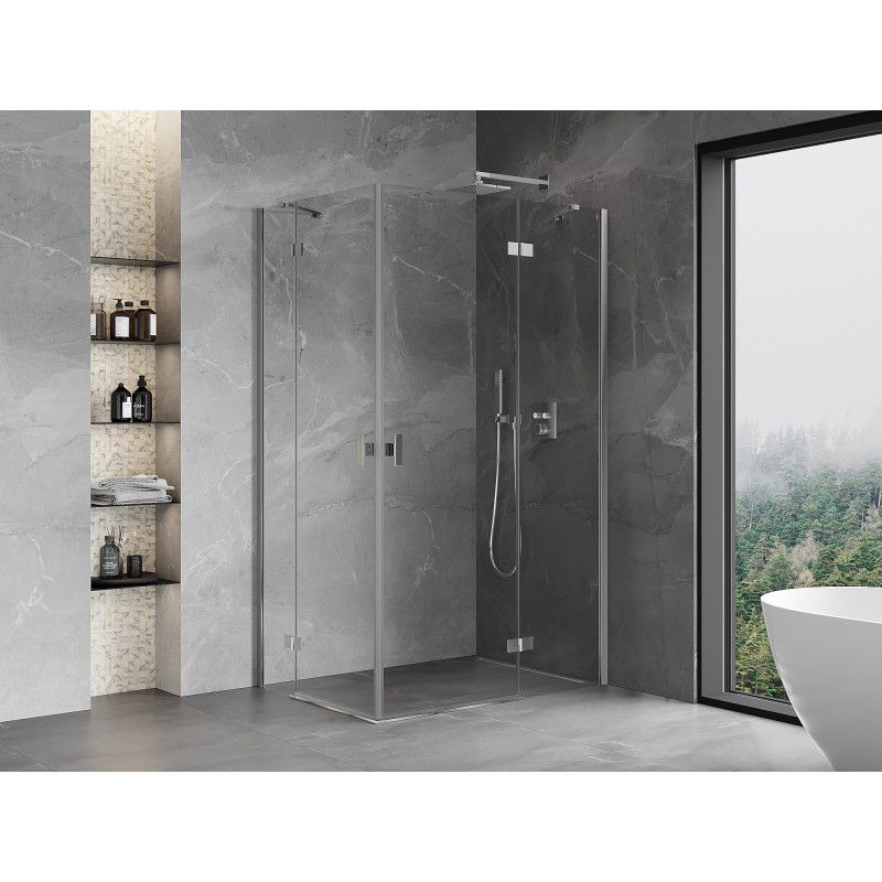 Mexen Mist-H Duo cabine de douche pivotante droite 80 x 115 cm, transparente, chromée - 8A5-080L-115P-01-00