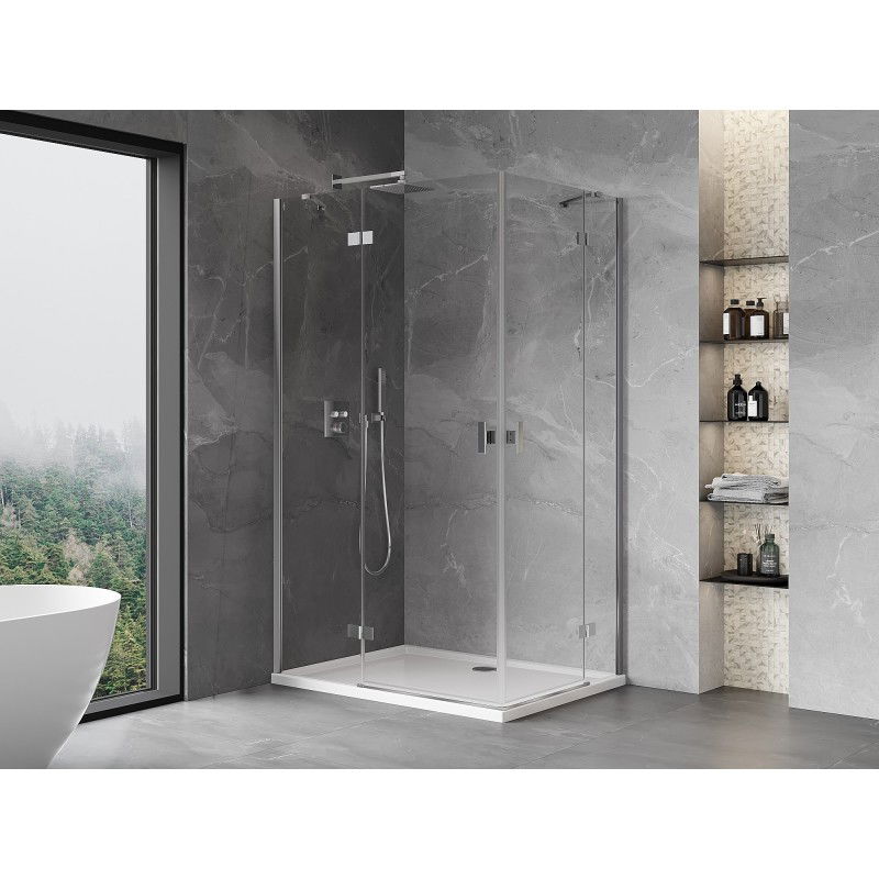 Mexen Mist-H Duo cabine de douche pivotante gauche 120 x 115 cm, transparent, chrome - 8A5-120L-115P-01-00