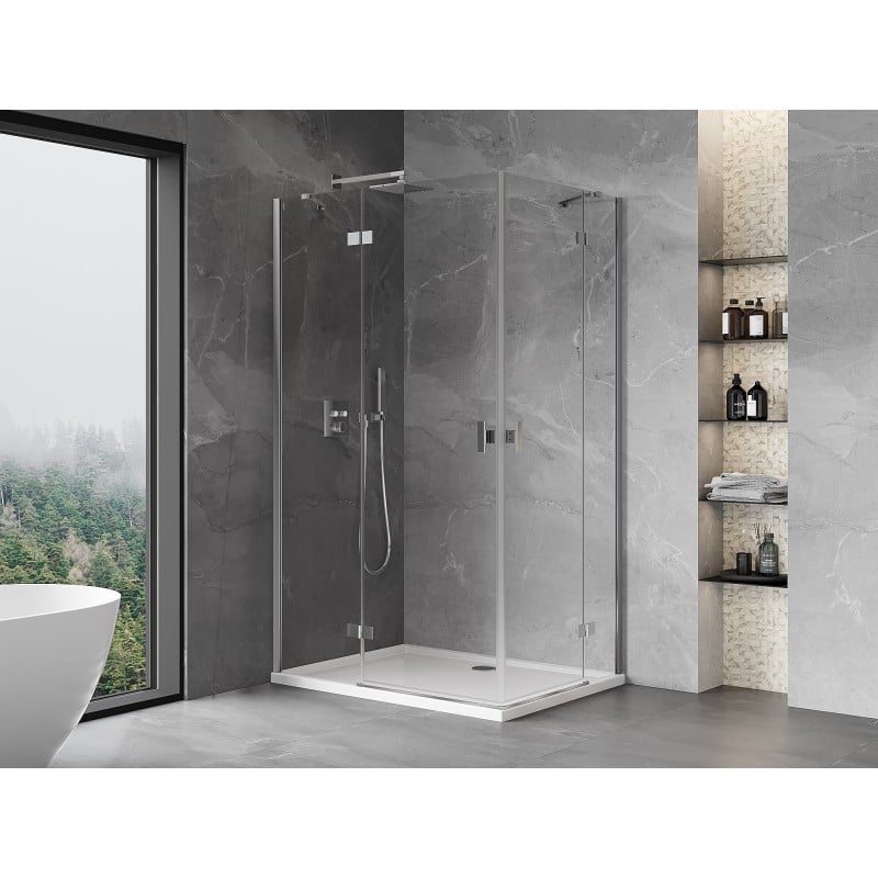 Mexen Mist-H Duo cabine de douche pivotante gauche 120 x 100 cm, transparent, chrome - 8A5-120L-100P-01-00