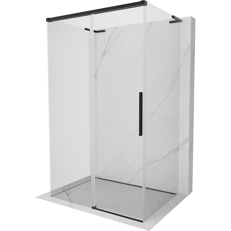 Mexen Rox-3S L cabine de douche à 3 parois coulissante 140 x 70 cm, transparent, noire - 8C2L-140-070-70-00-3S