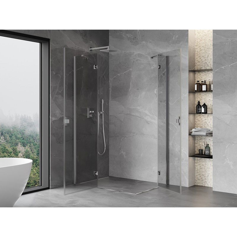 Mexen Mist-H Duo cabine de douche pivotante gauche 110 x 75 cm, transparent, chrome - 8A5-110L-075P-01-00