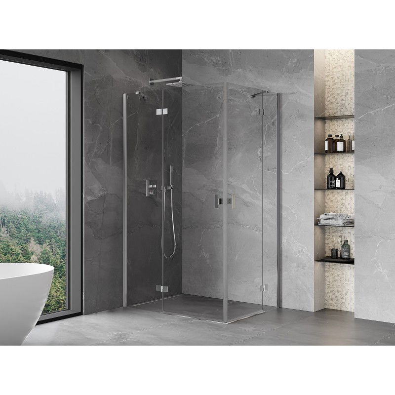 Mexen Mist-H Duo cabine de douche pivotante gauche 100 x 75 cm, transparent, chromé - 8A5-100L-075P-01-00