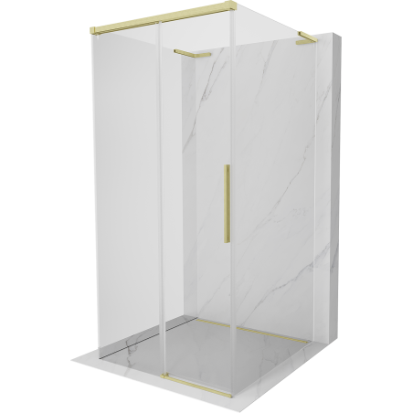 Mexen Rox-3S L cabine de douche à 3 parois coulissante 90 x 90 cm, transparent, or brossé - 8C2L-090-090-55-00-3S
