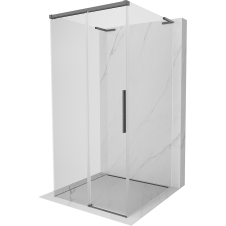 Mexen Rox-3S L cabine de douche à 3 panneaux coulissants 100 x 100 cm, transparent, gris fusil brossé - 8C2L-100-100-66-00-3S