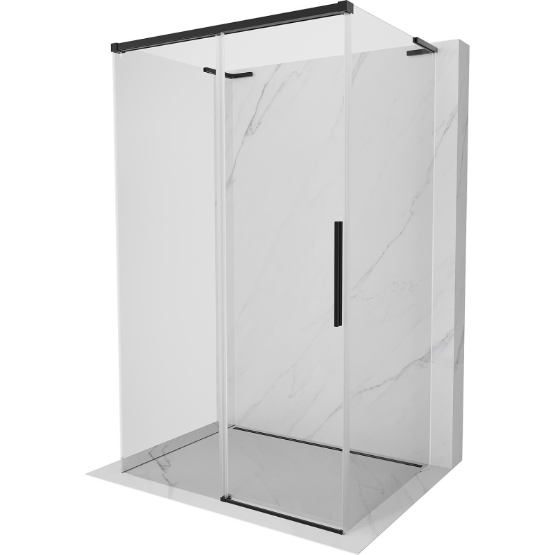 Mexen Rox-3S L cabine de douche à 3 murs coulissante 155 x 85 cm, transparente, noire - 8C2L-155-085-70-00-3S