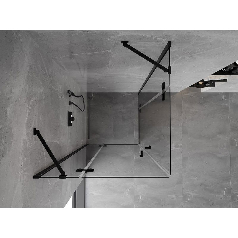Mexen Mist-H Duo cabine de douche battante 70 x 70 cm, transparente, noire - 8A5-070L-070P-70-00