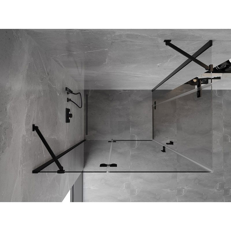 Mexen Mist-H Duo cabine de douche pivotante gauche 100 x 75 cm, transparent, noire - 8A5-100L-075P-70-00