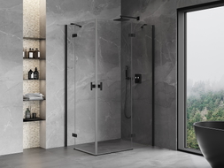 Mexen Mist-H Duo cabine de douche pivotante droite 70 x 80 cm, transparent, noir - 8A5-070L-080P-70-00
