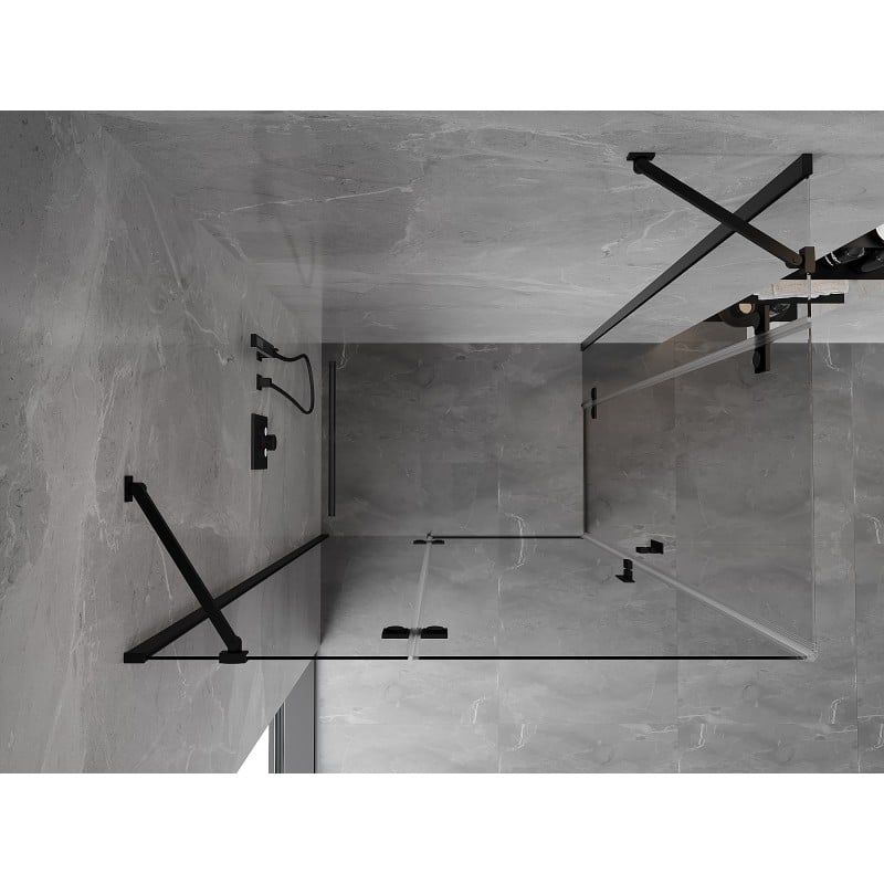 Mexen Mist-H Duo cabine de douche pivotante gauche 115 x 80 cm, transparent, noir - 8A5-115L-080P-70-00