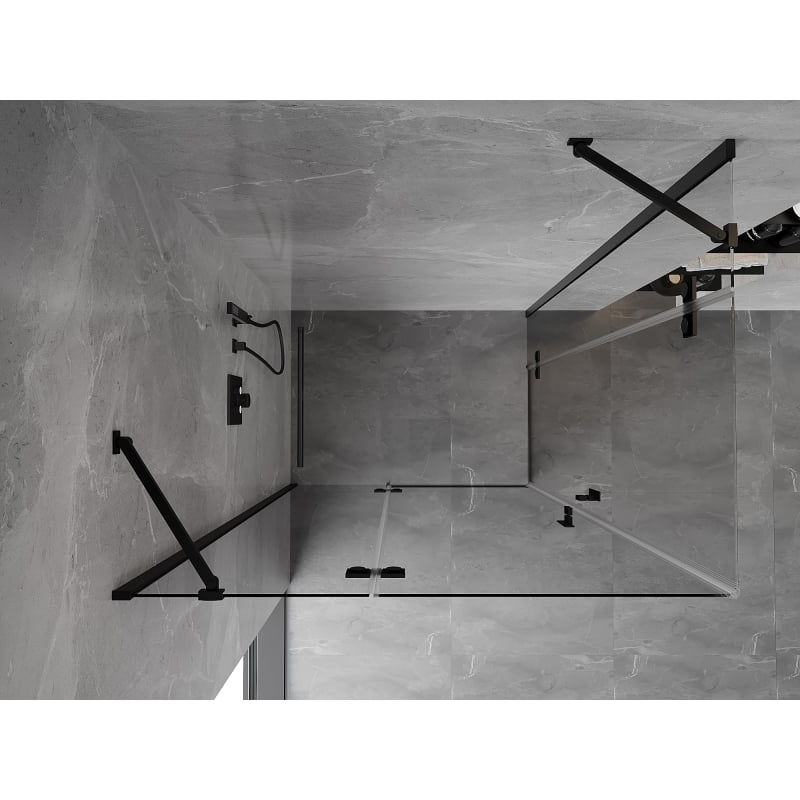 Mexen Mist-H Duo cabine de douche pivotante gauche 90 x 85 cm, transparente, noire - 8A5-090L-085P-70-00