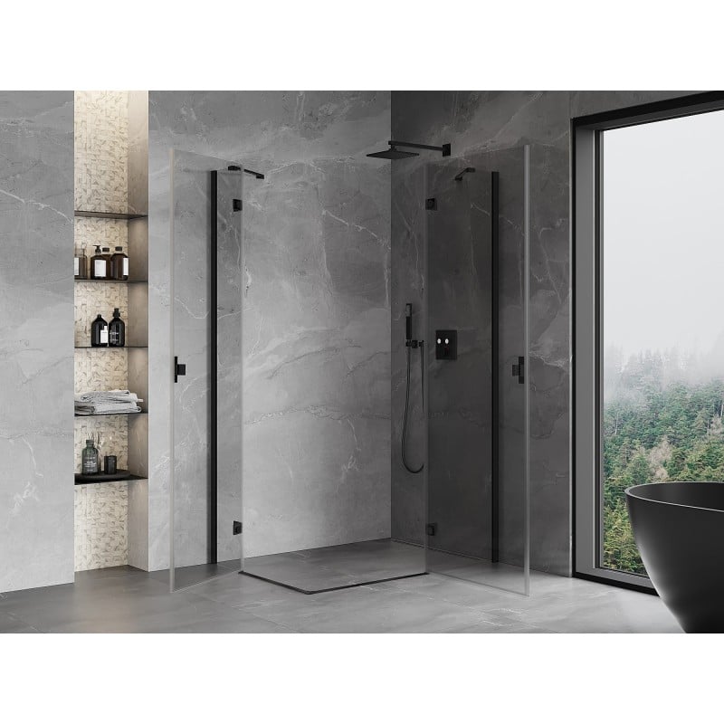 Mexen Mist-H Duo cabine de douche pivotante droite 85 x 90 cm, transparent, noir - 8A5-085L-090P-70-00