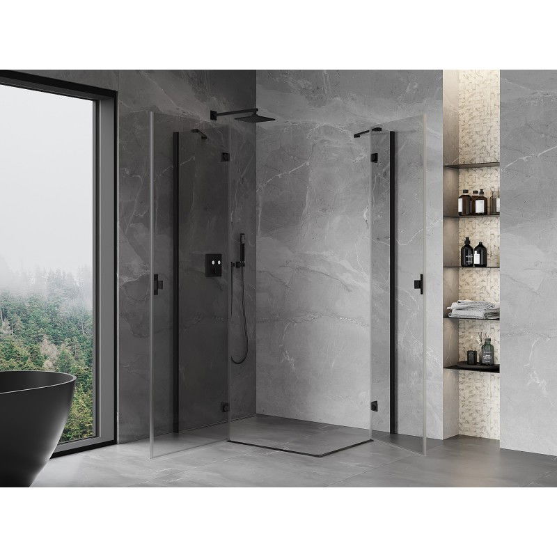 Mexen Mist-H Duo cabine de douche pivotante gauche 110 x 95 cm, transparent, noir - 8A5-110L-095P-70-00