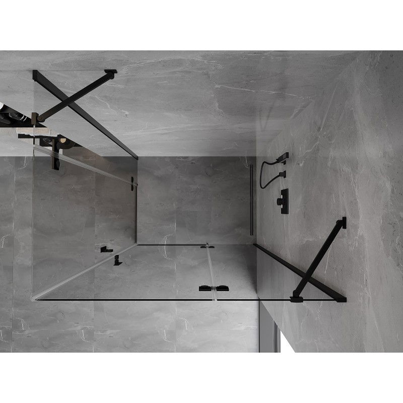 Mexen Mist-H Duo cabine de douche pivotante droite 75 x 115 cm, transparent, noir - 8A5-075L-115P-70-00