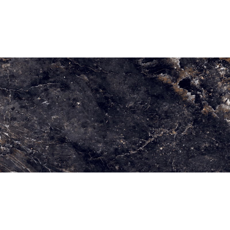 Mexen Rokocha Échantillon de grès émaillé rectifié noir, carrelage sol-mur 120 x 60 cm, haute brillance - TL205-01-S