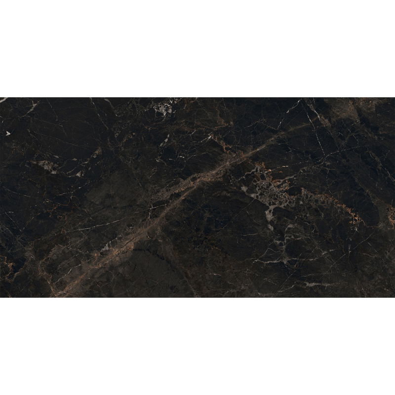 Mexen Marquino Échantillon de grès cérame émaillé rectifié noir G1, carreau sol-mur 120 x 60 cm, haut brillant