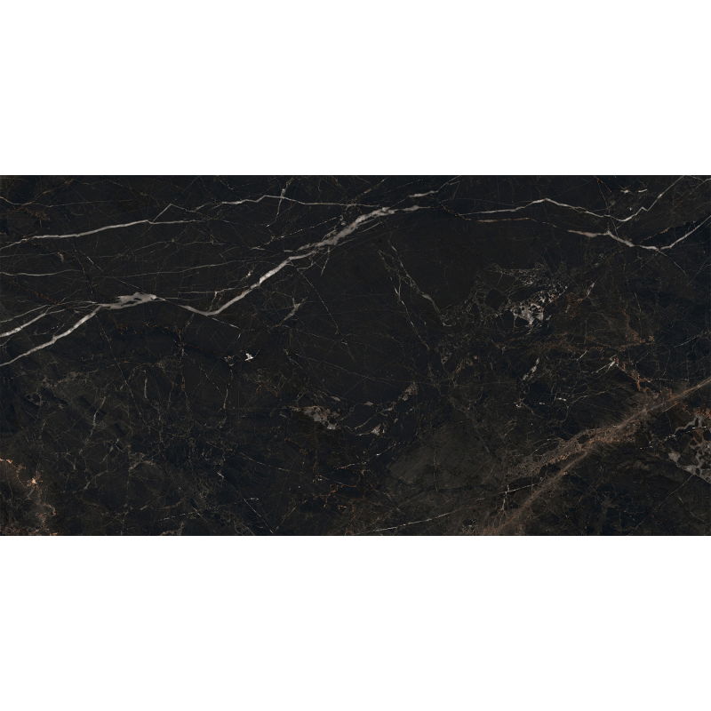 Mexen Marquino Échantillon de grès cérame émaillé rectifié noir G1, carreau sol-mur 120 x 60 cm, haut brillant