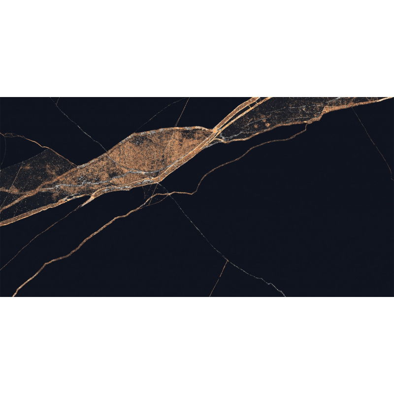 Mexen Fossil Échantillon noir de grès cérame émaillé rect. G1, carreau de sol et mural 120 x 60 cm, haute brillance - TL213-00-S