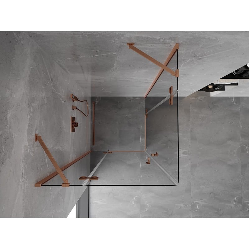 Mexen Mist-H Duo cabine de douche pivotante 120 x 120 cm, transparent, cuivre brossé - 8A5-120L-120P-65-00