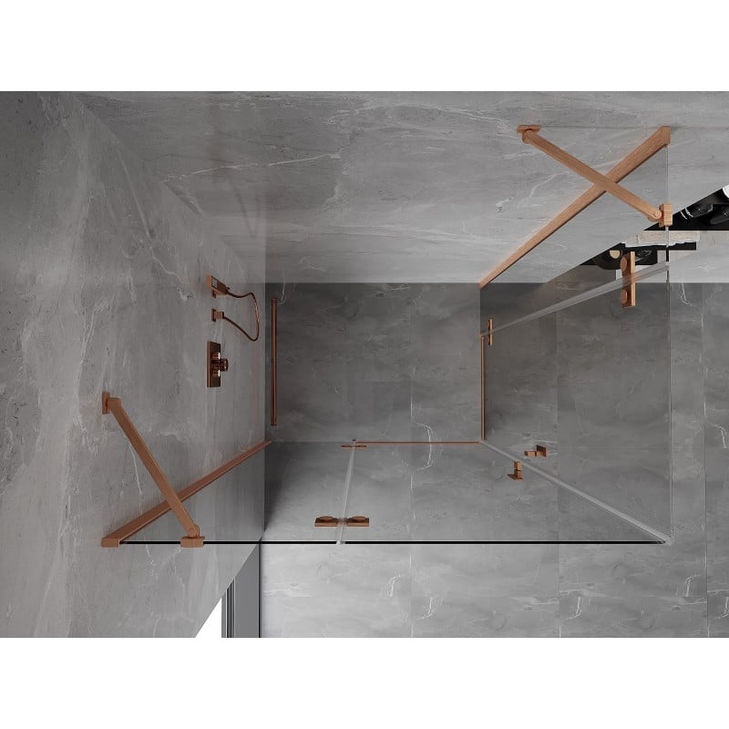 Mexen Mist-H Duo cabine de douche pivotante gauche 80 x 70 cm, transparent, cuivre brossé - 8A5-080L-070P-65-00