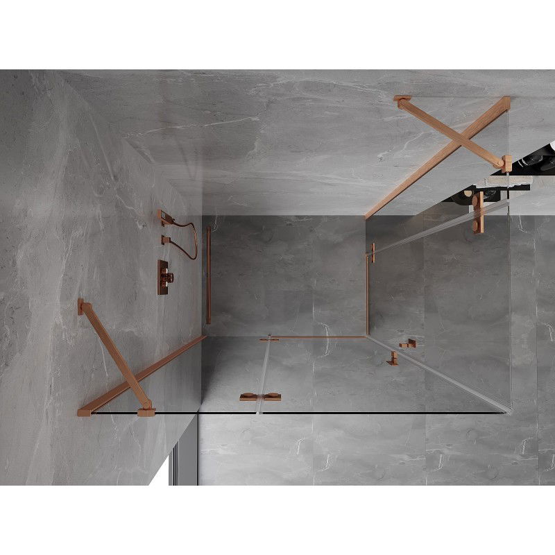 Mexen Mist-H Duo cabine de douche pivotante gauche 90 x 80 cm, transparente, cuivre brossé - 8A5-090L-080P-65-00