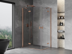 Mexen Mist-H Duo cabine de douche pivotante gauche 95 x 90 cm, transparent, cuivre brossé - 8A5-095L-090P-65-00