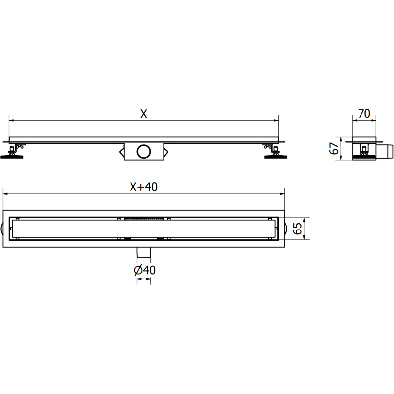 Mexen Flat corps pour drainage linéaire 90 cm, inox - 1015090