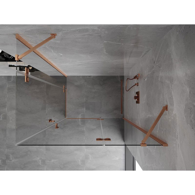 Mexen Mist-H Duo cabine de douche pivotante à droite 85 x 120 cm, transparent, cuivre brossé - 8A5-085L-120P-65-00