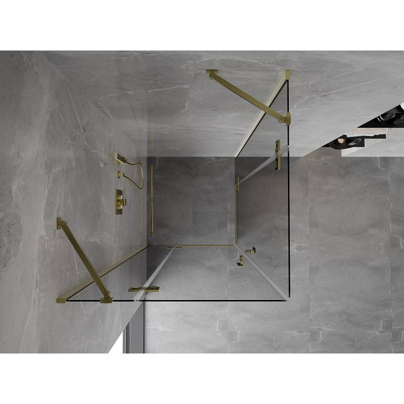 Mexen Mist-H Duo cabine de douche pivotante 120 x 120 cm, transparent, or - 8A5-120L-120P-50-00
