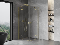 Mexen Mist-H Duo cabine de douche pivotante 90 x 90 cm, transparent, doré - 8A5-090L-090P-50-00