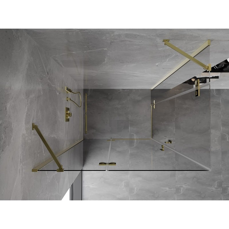 Mexen Mist-H Duo cabine de douche battante gauche 85 x 70 cm, transparent, doré - 8A5-085L-070P-50-00